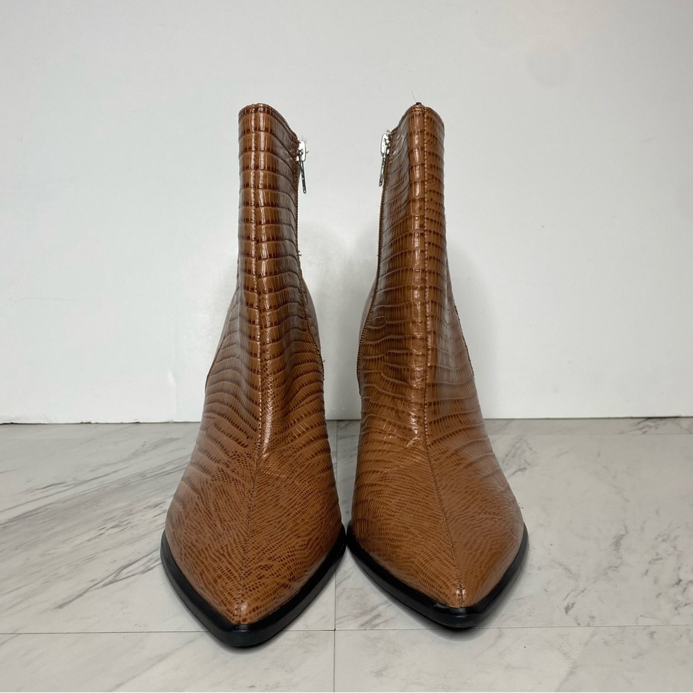 Marc Fisher Mariel Brown Leather Heeled Bootie 11M - Picture 2 of 14
